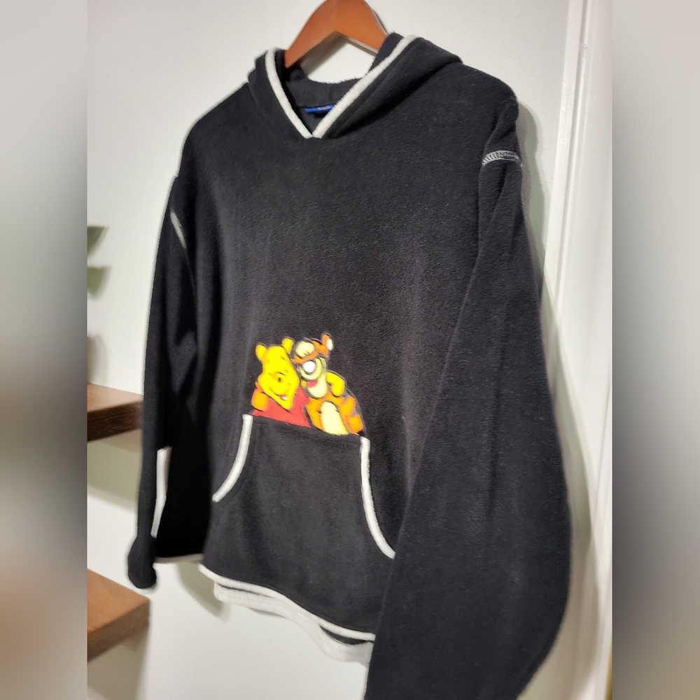 Disney Pooh And Tigger Vintage Black Fleece Hooded Sweatshirt Women's Size Large - Picture 5 of 10